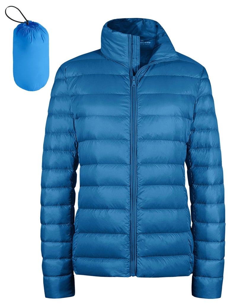 wantdo Women's Bubble Coat Packable Ultra Light Weight Winter Jacket (Acid Blue, Large) - Image 1